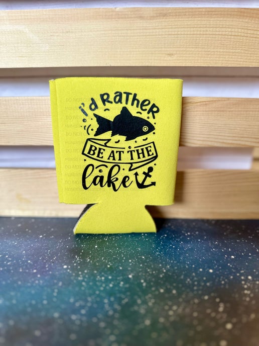 I'd Rather Be at the Lake Can Holder (Yellow) – Perfect for Relaxing by the Water